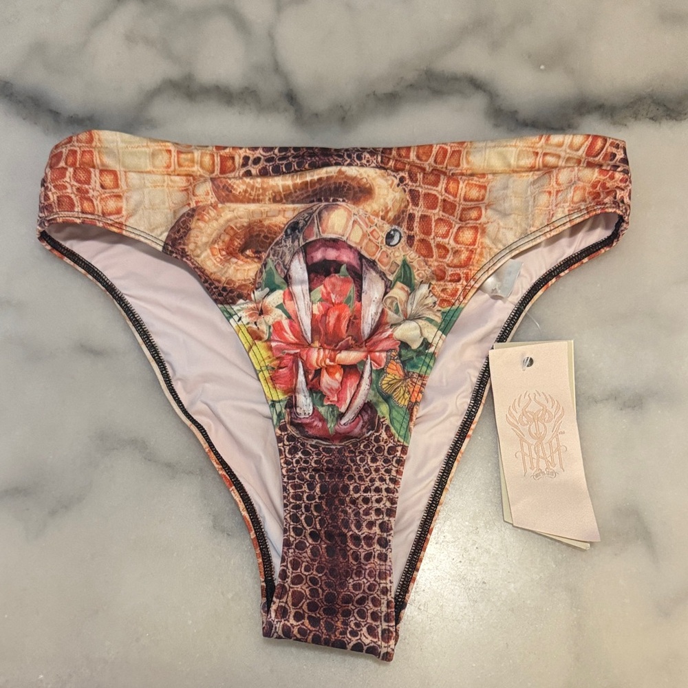NWT HAH (hot as hell) Exotic Floral Snake Print Bikini Bottom